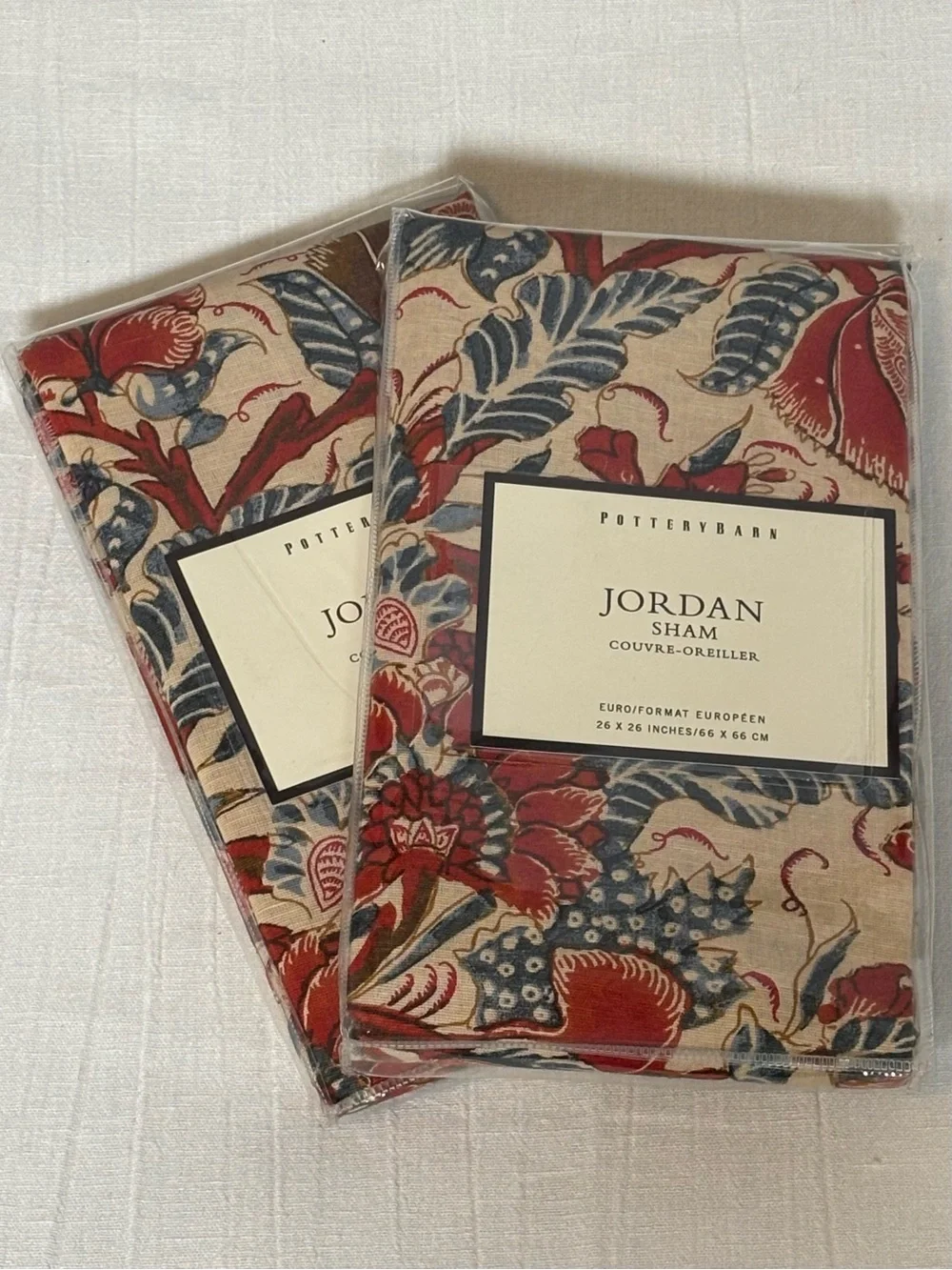 Pottery Barn VTG Jordan Palampore Cotton/Linen Blend (2) Euro Pillow Shams-26x26